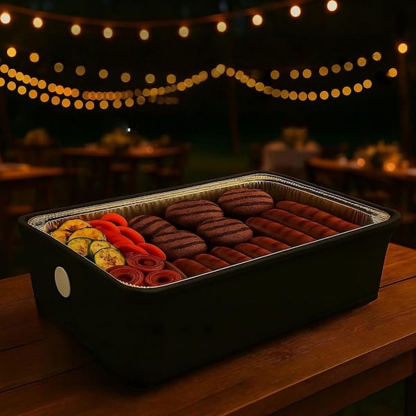 23 in. Polyester fabric Black Wind Guard Set of 4, Catering Cover with Heat Retention and Secure Handle Fit