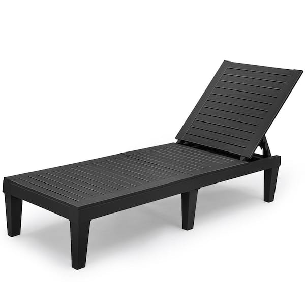 DEXTRUS 74.5 in. L Plastic Outdoor Reclining Chaise Lounge