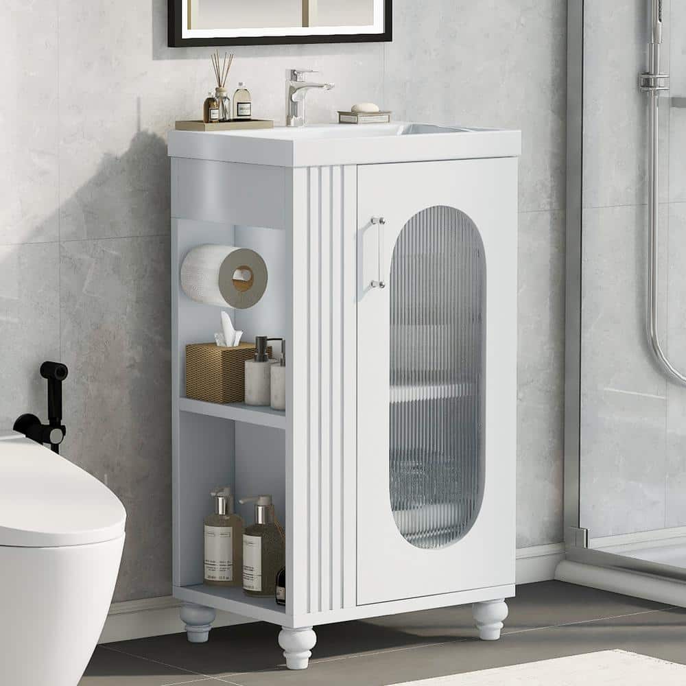 20 in. W x 16 in. D x 30 in. H Freestanding Bath Vanity in White with White
