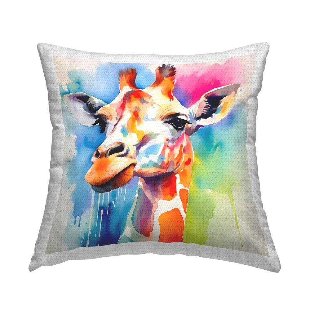 Giraffe with Bold Splash Outdoor Printed Throw Pillow by Walker Noble price history on PriceWatchPro