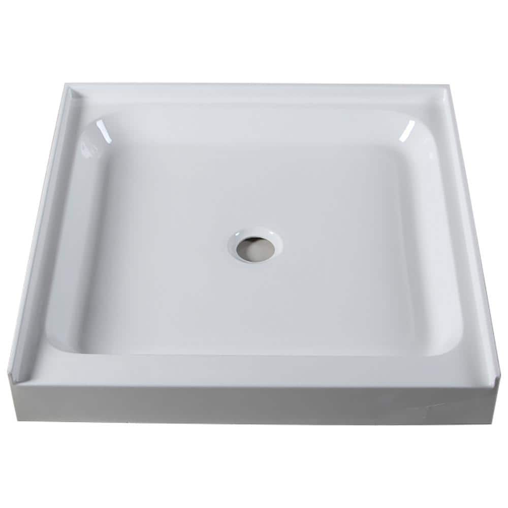 36'' White Acrylic Square Shower Base with Center Drain