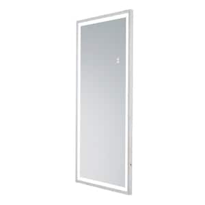 Venus 22 in. W x 48 in. H Full Length Dressing Mirror in White Aluminum Frame with LED Light in White Color Dimmable