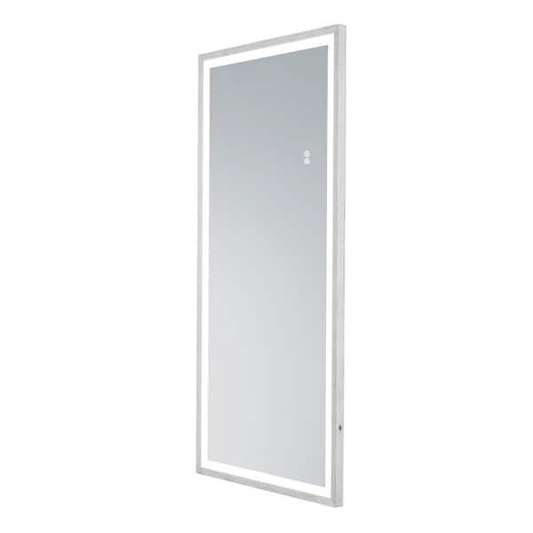 ExBrite Venus 22 in. W x 48 in. H Full Length Dressing Mirror in White Aluminum Frame with LED Light in White Color Dimmable