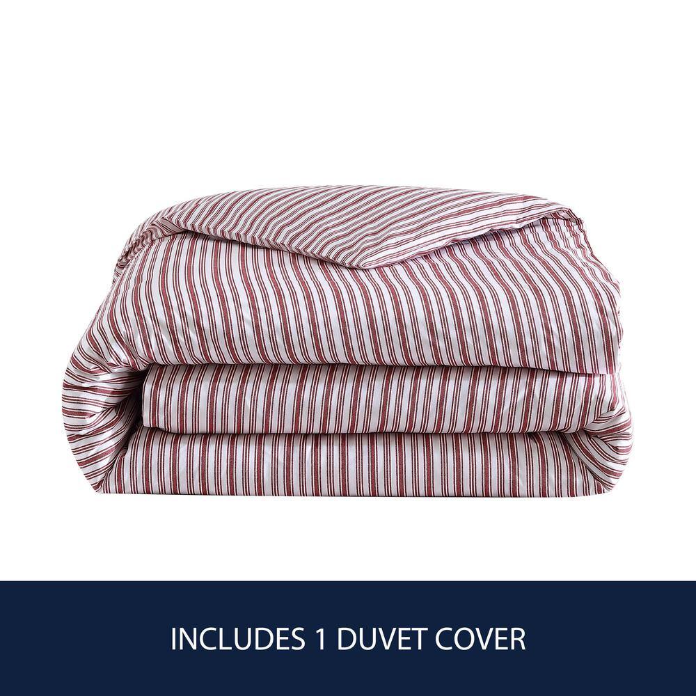 Coleridge Red and White Cotton Twin Duvet Cover