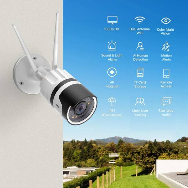 ZOSI Smart WiFi 1080p Wireless Home Security Camera with 32GB SD 