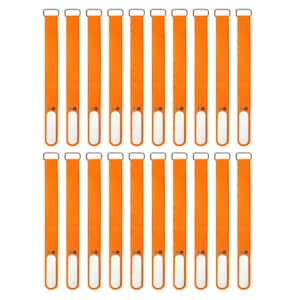 8 in. Cinch-Strap Multi-Purpose Hook and Loop Cord Strap with Write on Label in Orange (18-Pack)
