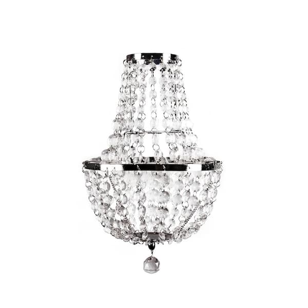 Tadpoles 9 in. x 15 in. 1-Light Faux-Crystal and Chrome Pendant Tiered Lamp Shade