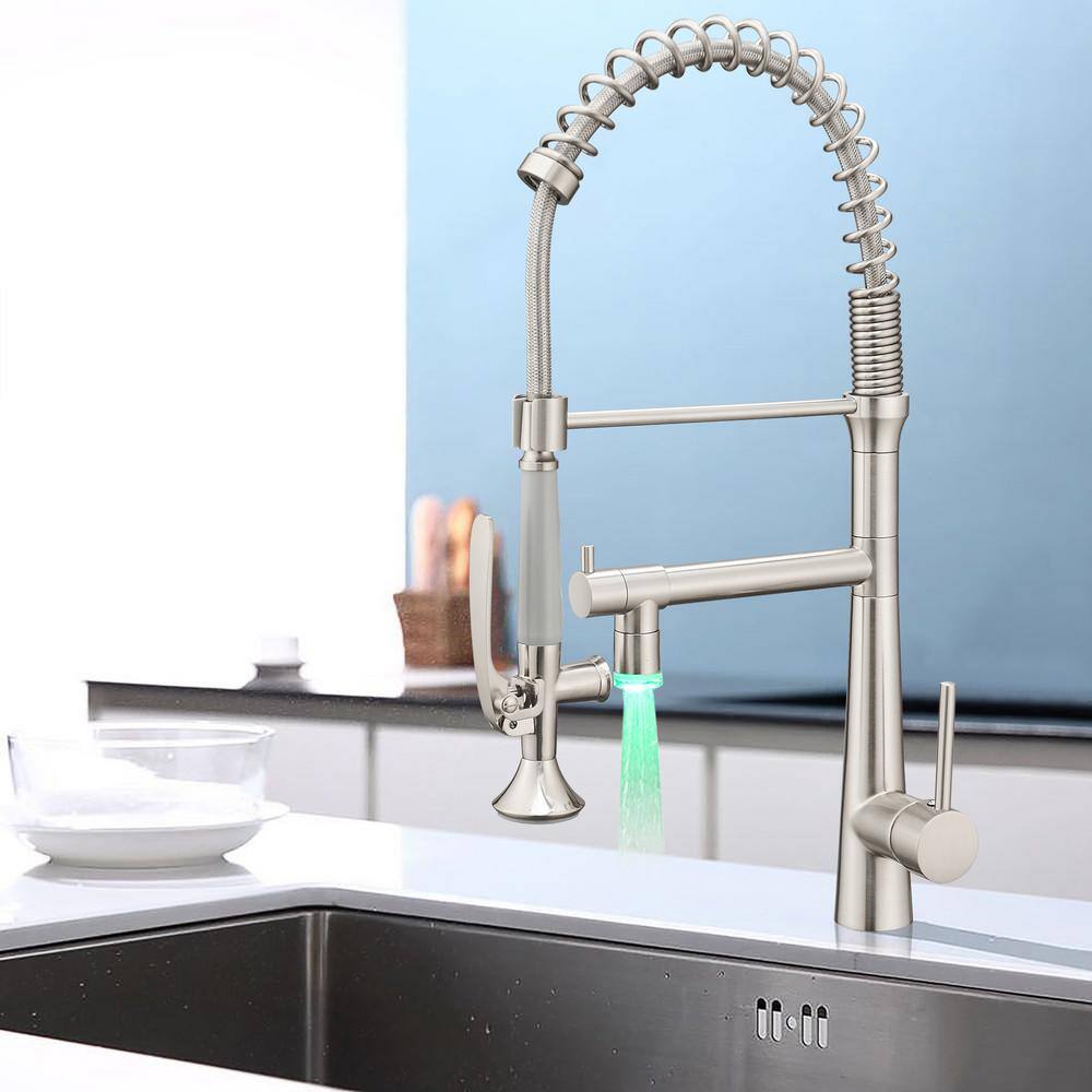 Brushed Nickel Semi-Professional Single Handle Kitchen Faucet with Pull-out Spray