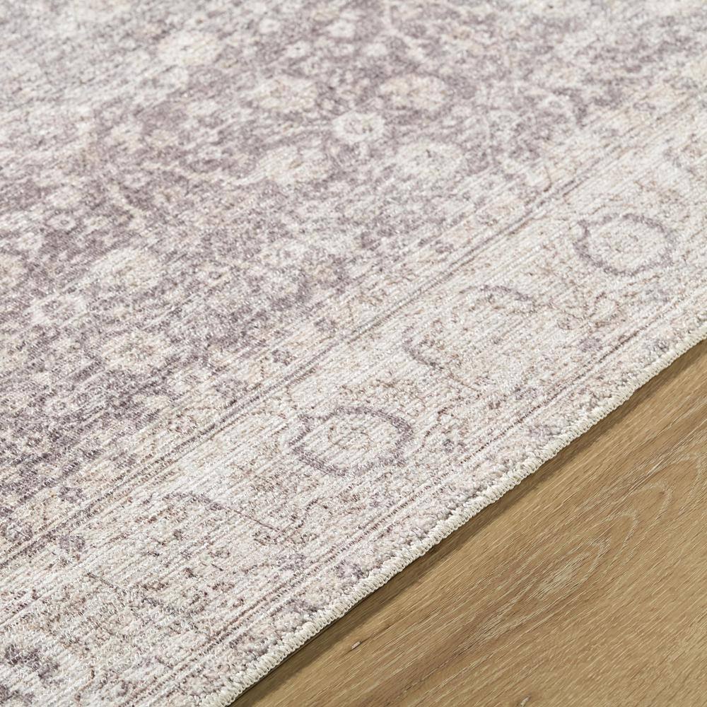 Spokane Vintage Border Dark Brown and Cream Synthetic Area Rug