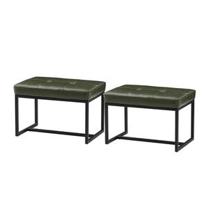 Modern Hunter Green Thick Leatherette Accent Stool (Set of 2)