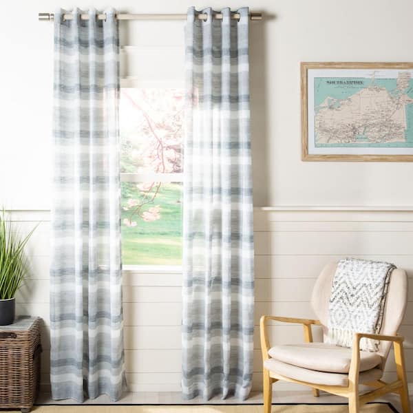 SAFAVIEH Gray Striped Grommet Sheer Curtain - 52 in. W x 84 in. L
