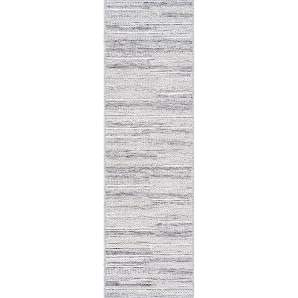 Tayse Rugs Bailey Gray 2 ft. x 7 ft. Transitional Geometric Flat Weave Polypropylene Runner Indoor/Outdoor Runner Rug