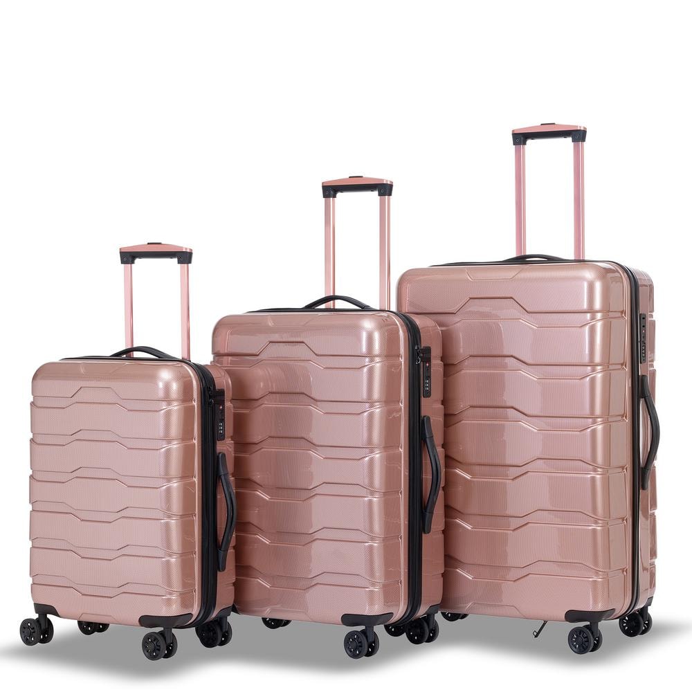 3-Piece Rose Gold Spinner Wheels Luggage Set SC1689-06P - The Home Depot