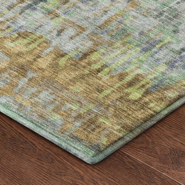 Mayfield Premium Machine Washable Abstract AMF2428 Khaki 9 ft. x 12 ft. Area Rug