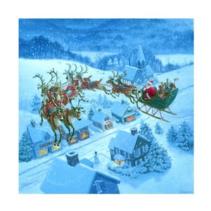 Unframed Ruth Sanderson 'Santa Over Rooftops' Canvas Art - Home Photography Wall Art 18 in. x 18 in.