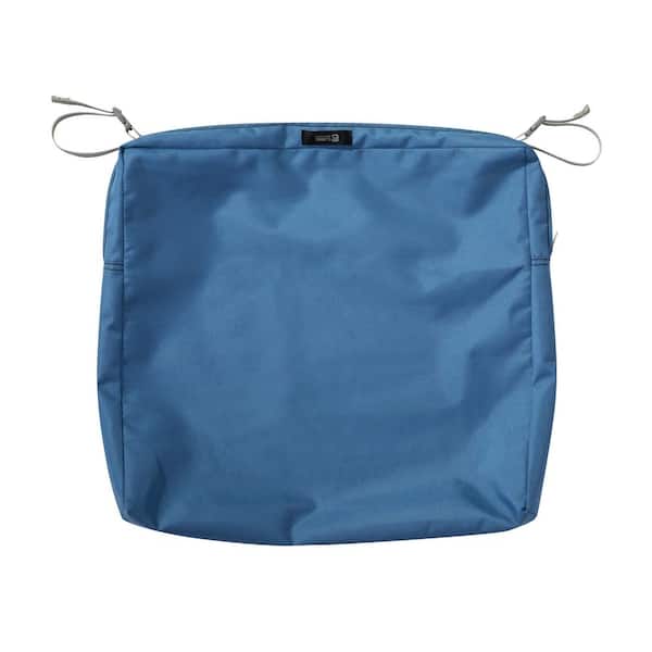 Classic Accessories Ravenna 21 in. W x 21 in. D x 3 in. H Square Patio Seat Cushion Slip Cover in Empire Blue