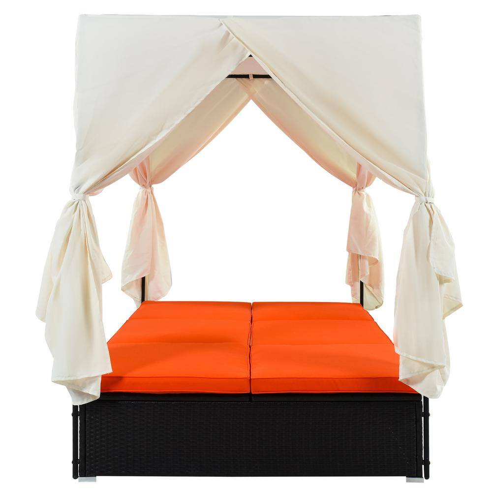 Black Wicker Outdoor Day Bed with CushionGuard Orange Cushions price history on PriceWatchPro