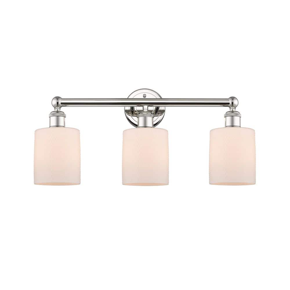 Cobbleskill 23 in. 3-Light Polished Nickel Vanity Light with Glass Shade price history on PriceWatchPro