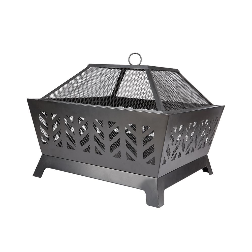 DIRECT WICKER Kevin 26 in. W x 22 in. H Square Steel Wood Fire Pit with ...