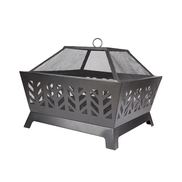 Square Steel Wood Fire Pit, Tipton Fire Pit Home Depot