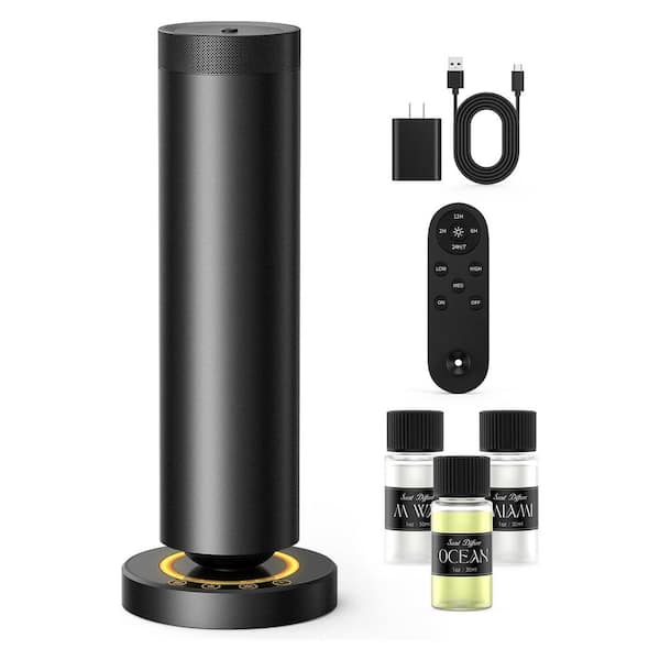 Waterless Essential Oil Diffuser Starter Kit with 90ML Oils, Covers 1000 Sq Ft, Adjustable Mist Timer, Night Light