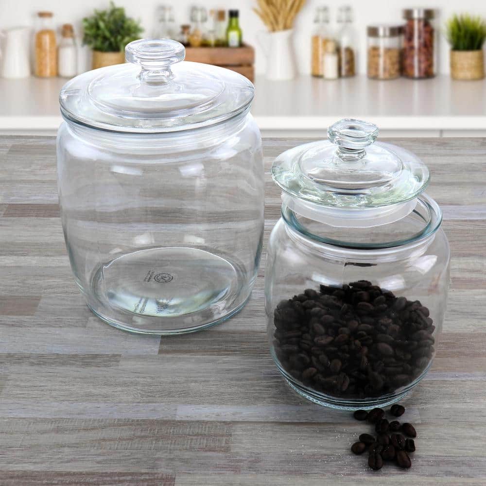 Clear Glass 4-Piece Airtight Canister Set with Twist Top Lids