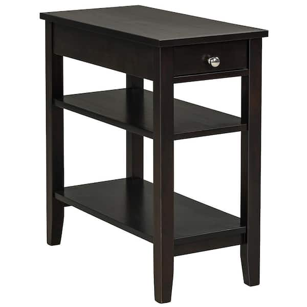 Tall End Table on sale 3 Tier 30 Inch Narrow Side Table with Storage Shelves.