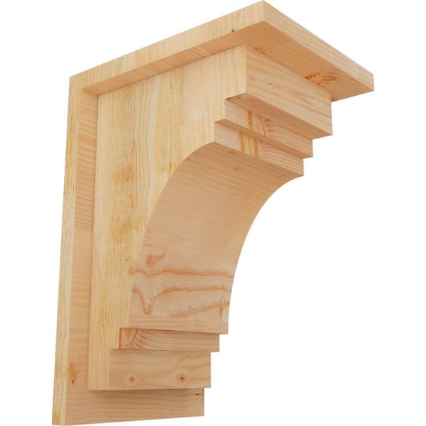 Ekena Millwork 8 in. x 10 in. x 14 in. Douglas Fir Pescadero Rough Sawn Corbel with Backplate