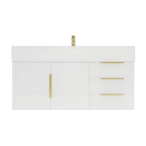 Bethany 42 in. W x 20 in. D x 22 in. H Single Sink Floating Bath Vanity in High Gloss White with White Acrylic Top