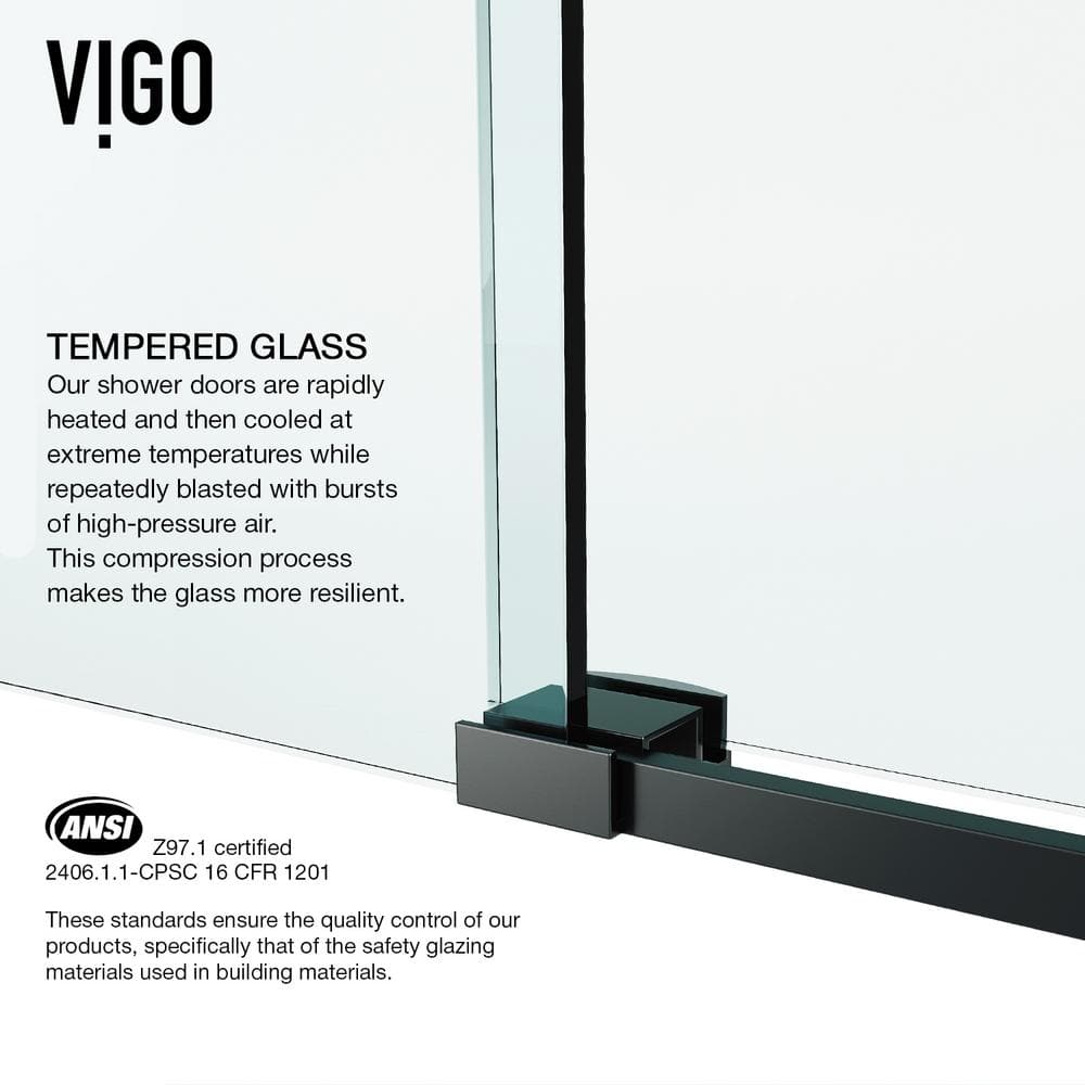 Luca 60" Matte Black Frameless Sliding Shower Door with Clear Glass