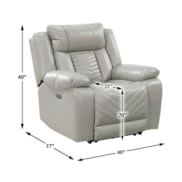 Lazzara Durant Gray Faux Leather Power Recliner with LED and