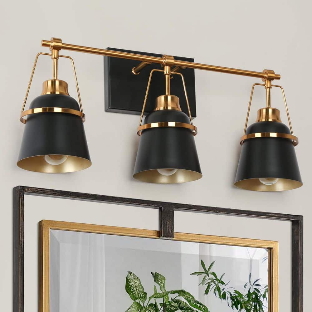 21.5 in. 3-Light Black Vanity Light with Frosted Glass Shade price history on PriceWatchPro