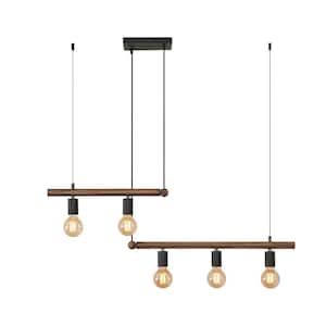 39.4 in 5-Light Vintage Cylinder Pendant Light Kitchen Island for Dining Room Hanging Light Fixture, No Bulbs Include