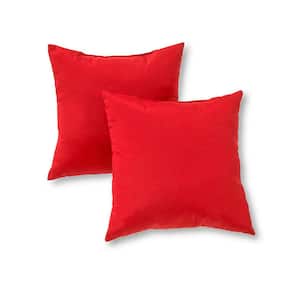 Solid Salsa Red Square Outdoor Throw Pillow (2-Pack)