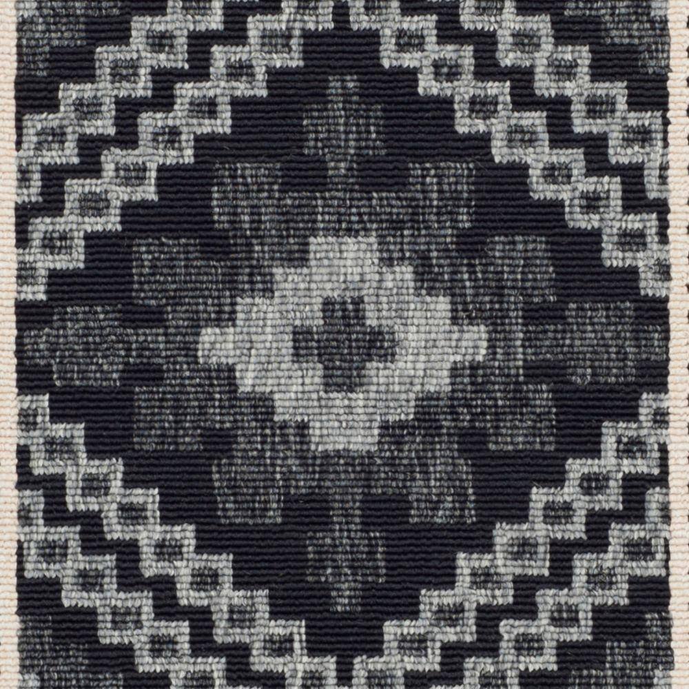Reversible Easy-Care Black & Cream Synthetic Area Rug, 5' x 7'
