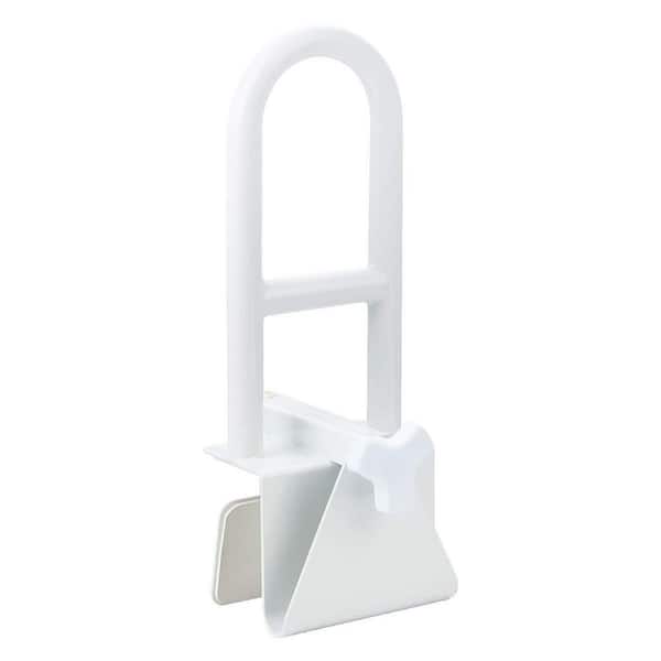 NVNOO 17 in. Steel Bathtub Safety Rail, Adjustable Tub Grab Handle Clamp Safety Handrail Support for Elderly Handicap, White