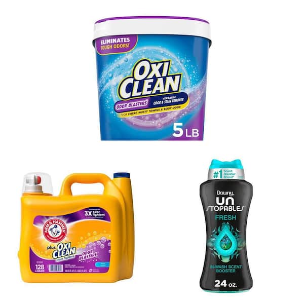 5 lb Odor Blasters Powder, 166.5 fl oz Liquid Detergent (128-Loads) and 24 oz Scent Beads Combo