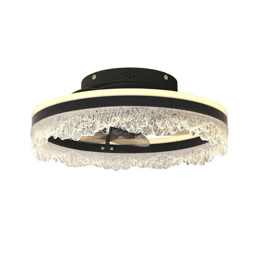 16 in. W Black Ceiling Fan with Remote Control and Light-LED Crystal Flush Mount Fan Lamp (C) price history on PriceWatchPro
