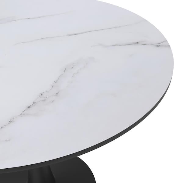 Leisuremod Bristol Dining Table 35 in. Round MDF Wood in Black