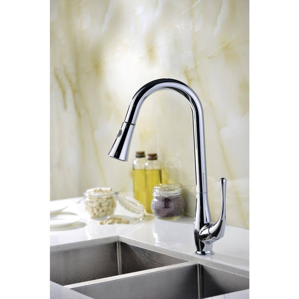Polished Chrome Pull-Down Kitchen Faucet with Spray