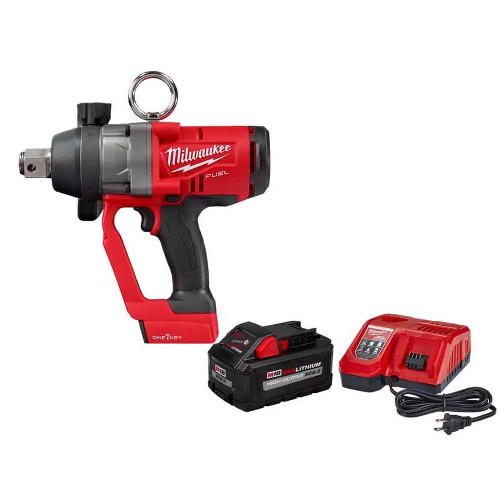 Milwaukee M18 FUEL ONE-KEY 18V Lithium-Ion Brushless Cordless 1 in. Impact Wrench with Friction Ring & 8.0Ah Battery Starter Kit -  2867-20-4