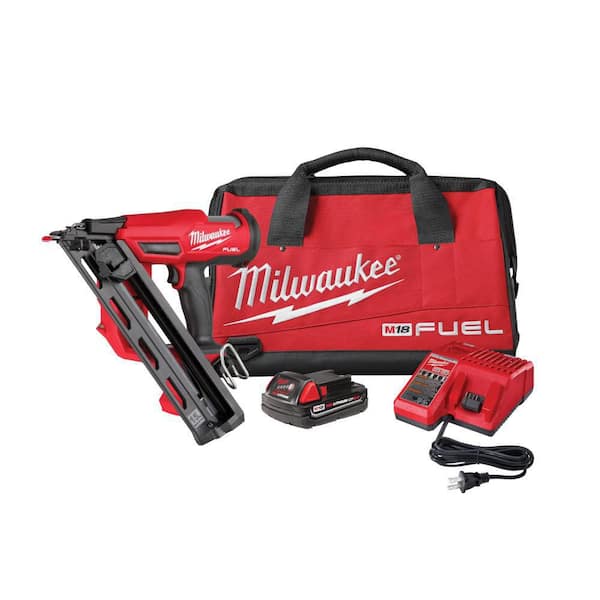 M18 FUEL Lithium-Ion Brushless Cordless Gen II 15-Gauge Angled Finish  Nailer With M18 with 3.0Ah Battery and Charger