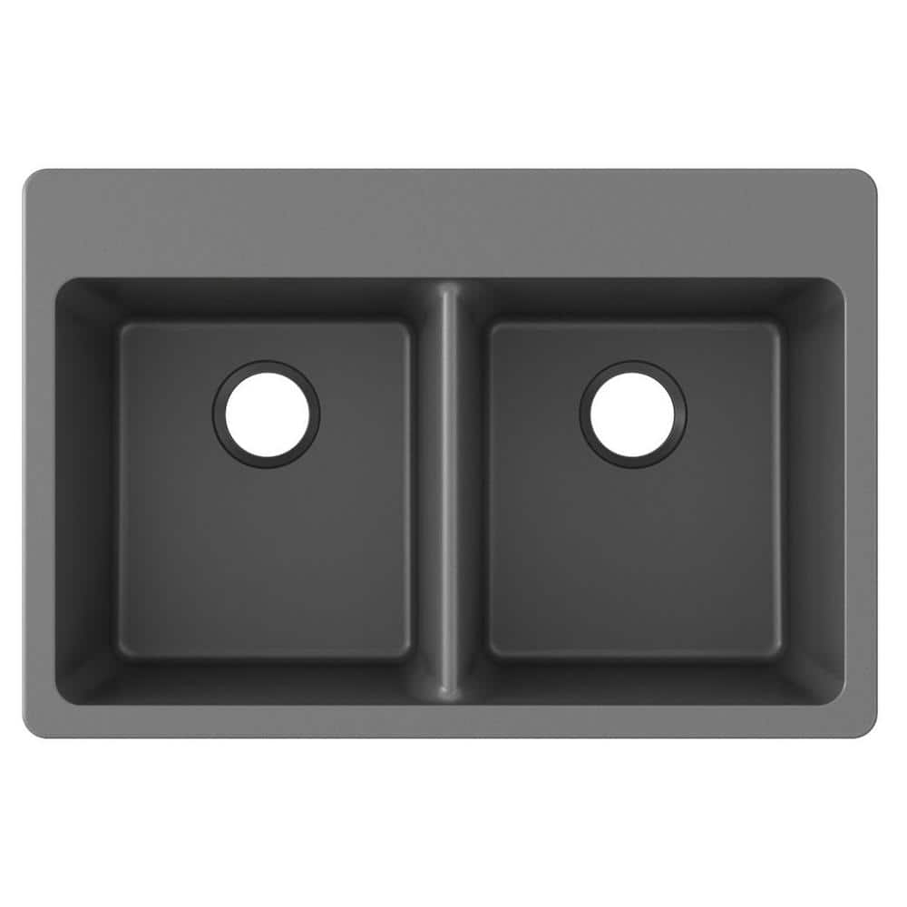 Graphite Double Bowl Drop-In Stone Kitchen Sink