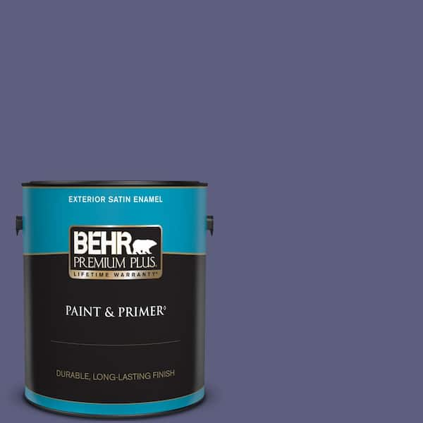 BEHR PREMIUM PLUS 1 gal. #M550-7 Strong Iris Satin Enamel Exterior Paint & Primer