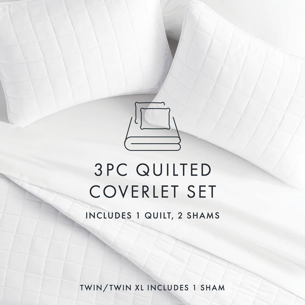 White Twin Microfiber Quilt Set with Pillow Sham