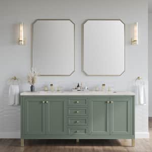 Chicago 72.0 in. W x 23.5 in. D x 33.76 in. H Double Bath Vanity in Smokey Celadon with Eternal Jasmine Pearl Quartz Top
