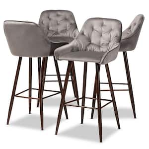 Catherine 29.5 in. Grey and Walnut Bar Stool (Set of 4)