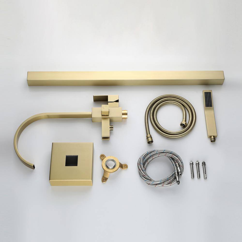 Gold Brass Freestanding Tub Faucet with Hand Shower