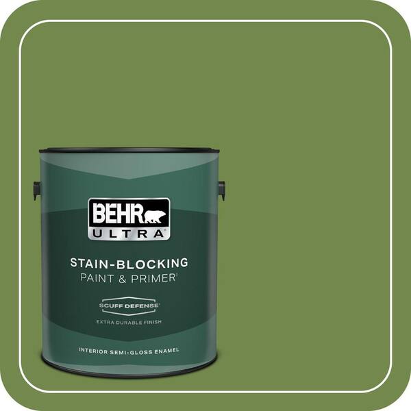 BEHR ULTRA 1 gal. Home Decorators Collection #HDC-SM14-2 Green Suede Extra Durable Semi-Gloss Enamel Interior Paint & Primer