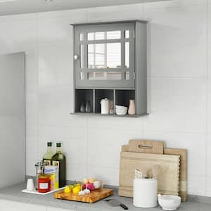 50 in. W Mirrored Medicine Wall Cabinet Bathroom Mounted Storage W/Adjustable Shelf Grey